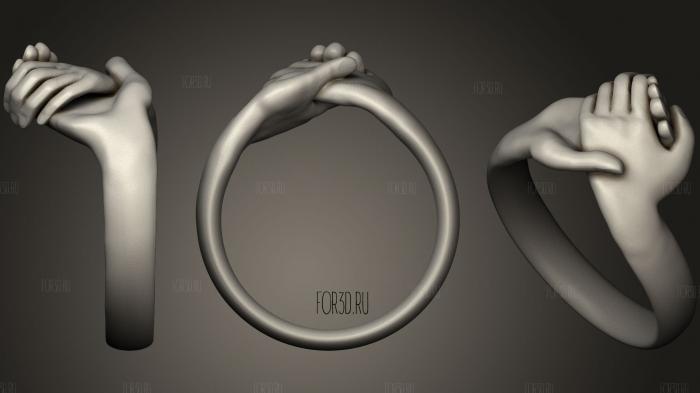 Holding hands ring stl model for CNC